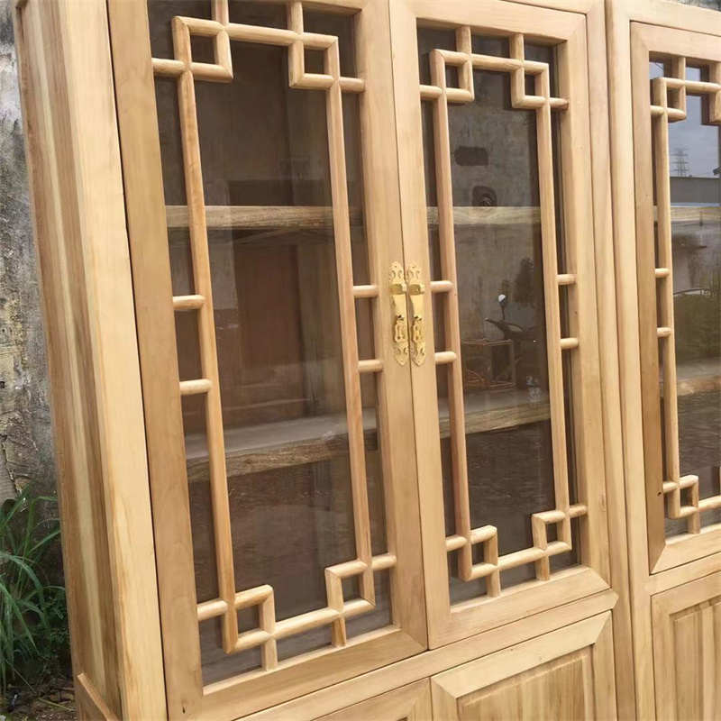 中式香樟木书柜仿古实木双门玻璃展示柜整装组合全樟木书橱文件柜