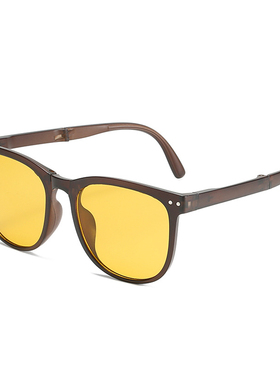 折叠小红书茶色墨镜女显脸小ins