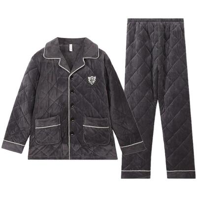 珊瑚绒夹棉睡衣家居服芬腾冬男士