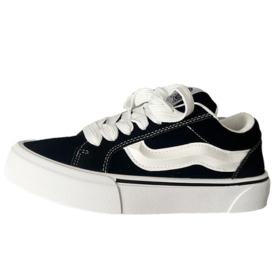 厚底帆布鞋男士休闲黑色鞋子男鞋 ins冬季新款情侣女板鞋美式高街