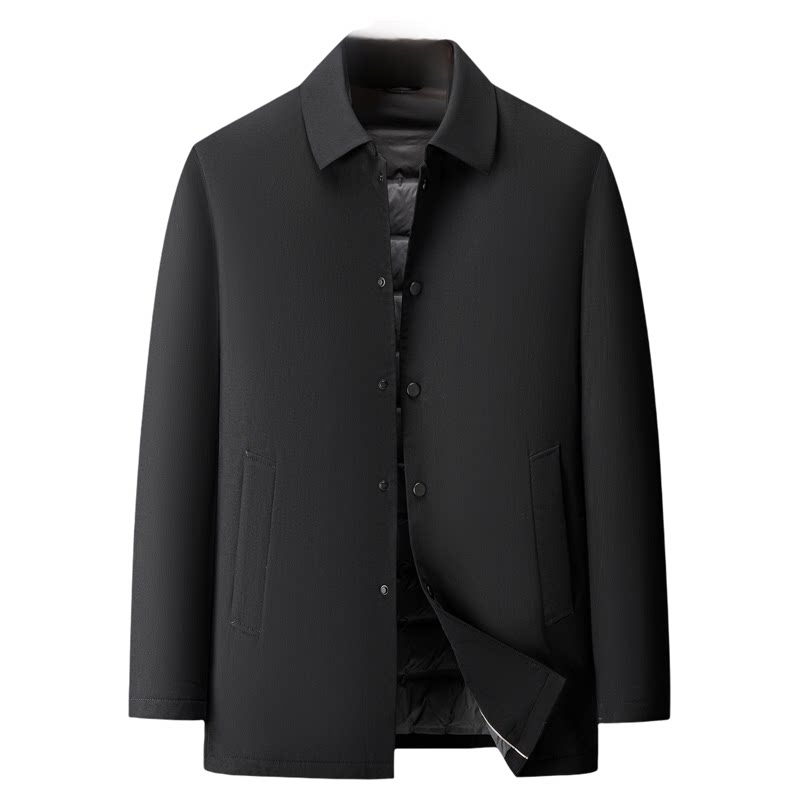 纽扣翻领鹅绒服男大码商务外套