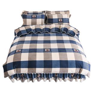 甄品冬季加厚双面珊瑚绒四件套牛奶绒金貂法兰绒床裙被套床上用品