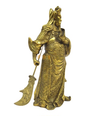 纯铜站像关圣帝伽蓝菩萨武财神