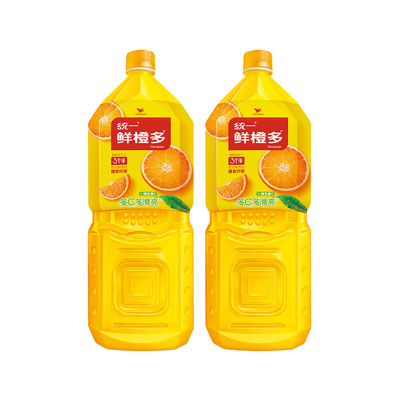 统一鲜橙多2L大瓶装家庭聚会果汁饮料橙汁饮料维C饮料即饮6瓶整箱