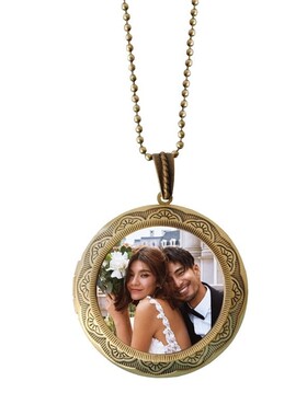 翻盖送女朋友礼品项链定制照片