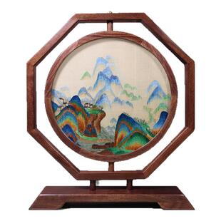 开封汴绣摆件双面绣桌面摆台中国风特色礼品送老外纯手工刺绣台屏