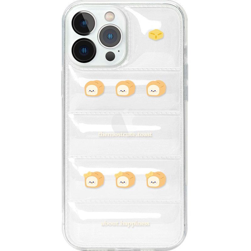 SINGSTORE原创ins可爱吐司面包表情适用iphone15苹果14手机壳13promax透明气囊羽绒服11硅胶12