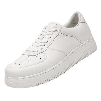 德赛透气低帮休闲真皮小白鞋