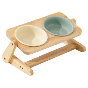 可调节角度高度宠物碗陶瓷猫碗猫咪食盆狗碗饮水碗双碗保护颈椎