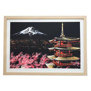 A3夜景刮画相框16寸原木画框8开客厅黑色木纹简约画框挂墙41*29cm