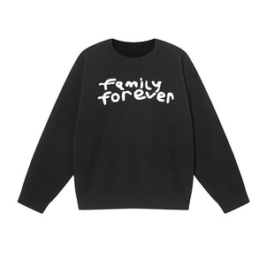 family forever凡慕里男女童BabyCashmere小山羊绒手工刺绣圆领衫