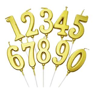 金色数字蜡烛过生日蛋糕装饰周岁小蜡烛0~9派对儿童甜品台装扮