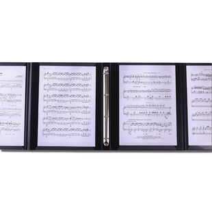 黑色A4展开4页可修改乐谱夹钢琴谱夹册文件夹不反光曲谱夹资料册
