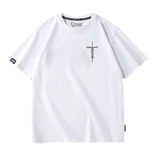 趣味教堂教会感恩爱二鱼五饼夏季纯棉男女T恤半袖诗歌班服装定制