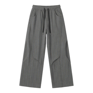 男士超帅弯刀裤2025新款今年流行爆款人字纹裤子男冬季拖地裤长裤