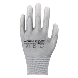 灰色PU涂掌手套耐磨加厚耐用修车装卸干活劳动工地工业劳保用品男