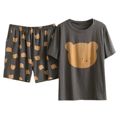 夏季情侣纯棉卡通熊大码睡衣套装