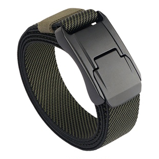 新款锌合金战术扣弹力编织皮带耐用男士灰色休闲时尚腰带女军绿色
