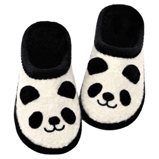 小茸熊猫拖鞋男女宝宝儿童鞋羊毛柔软底幼儿园室内鞋地板静音防臭