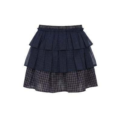 Defined.Z/ZD [茧序] 26春 两色百褶裙苣显瘦压褶拼接A字百搭短裙