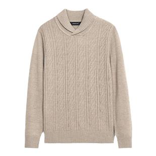 【100%纯羊毛】伦敦雾青果领毛衣男士冬季新款保暖亲肤针织羊毛衫