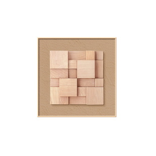 几何艺术卧室装饰画原木风抽象风景高级感主卧床头挂画客厅组合画