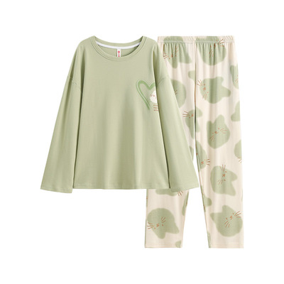 芬腾纯棉春秋季女士睡衣大码套装