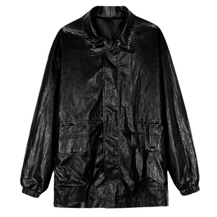 落落狷介皮衣女款2025新款高级感小个子早秋黑色外套机车PU皮夹克