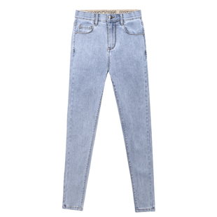 小脚牛仔裤女夏季薄款2026新款高腰九分浅色弹力紧身修身铅笔裤子