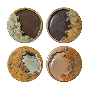 张小凤孤品砚台苴却砚大师手作天然原石老坑攀枝花墨条可研墨手工雕刻书法专用高档文房四宝精品高档收藏送礼