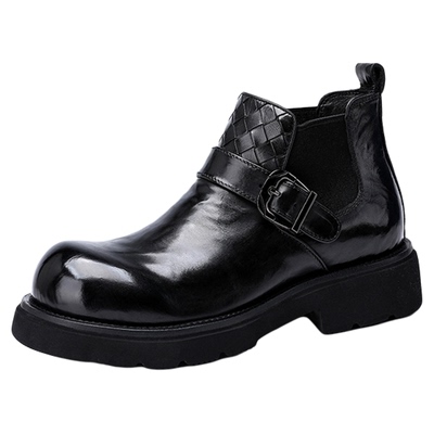 U7头层牛皮马丁靴搭扣德比鞋