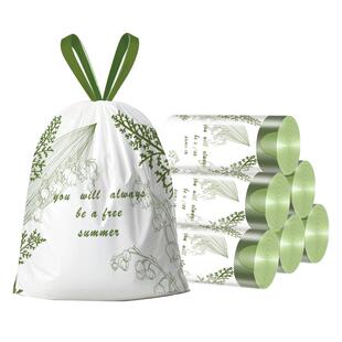 利得艾草味免撕印花抽绳垃圾袋200只45*45加厚家用