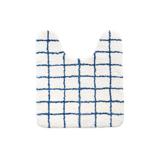 霜山U型马桶地垫家用浴室垫子简约可机洗卫生间防滑格子簇绒脚垫