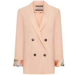 GEGINA吉吉娜2025春夏季新品清新棉麻西装外套双排扣简洁干练外套