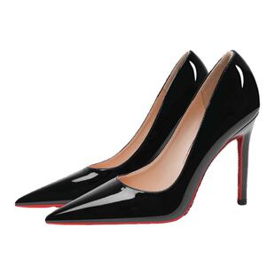 【兜哥家】高跟鞋女细跟2025年春秋新款尖头夜店性感水钻红底单鞋