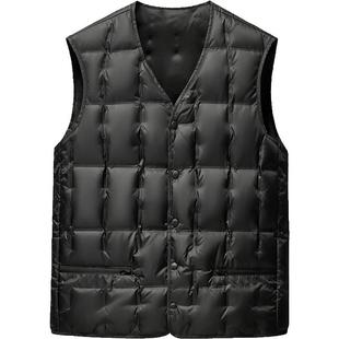 雪中飞羽绒马甲男款中老年爸爸秋冬季内外穿保暖背心宽松老头坎肩