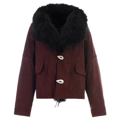 单排扣保暖外套大毛领鹅绒服