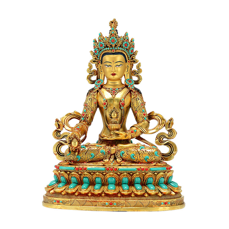 带彩珠鎏金地藏王带彩珠