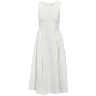 明星同款糖力 纯欲白月光裙子 夏季收腰显瘦中长款无袖连衣裙女