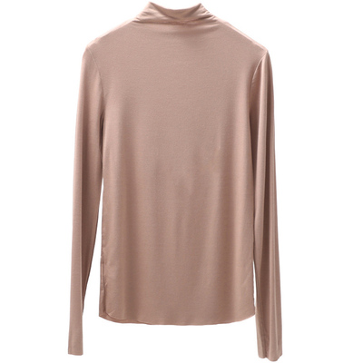 无痕半高领弹力薄长袖T恤莫代尔