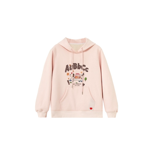 老章和小胖PONGKIKI粉糯糯小狗保暖加绒卫衣女大码百搭连帽上衣冬