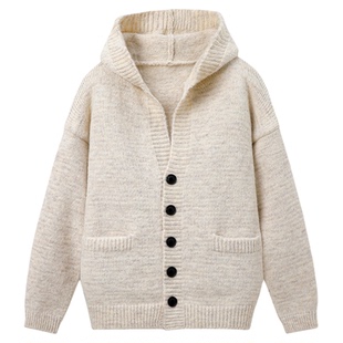 BOBBYABLEY美式复古基础宽松休闲通勤百搭纽扣细麻花开衫毛衣外套