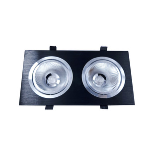 COB格栅双头射灯客厅家用走廊双筒LED嵌入式两头长方形天花灯斗胆