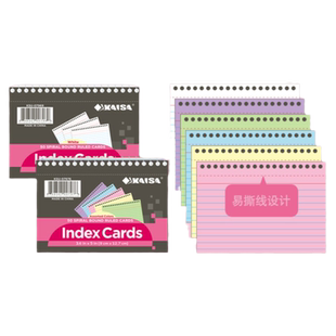 凯萨便签纸迷你索引卡Index Cards美式ins便签本可撕学生英语单词本索引贴凯撒线圈彩色记忆卡片纸文具用品