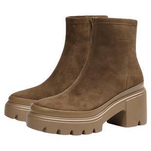 [明星同款]莎莎苏2025冬新款伯德靴增高加绒通勤百搭短靴瘦瘦靴