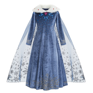 女童秋冬冰雪奇缘艾莎公主裙cosplay表演服装电影同款爱莎连衣裙