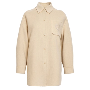 谷邦衬衫式毛呢外套女2025冬季新款气质高级感绵羊毛双面呢大衣