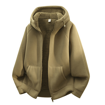 加绒加厚新款连帽保暖厚实摇粒绒男女同款时尚抗风夹克外套2371