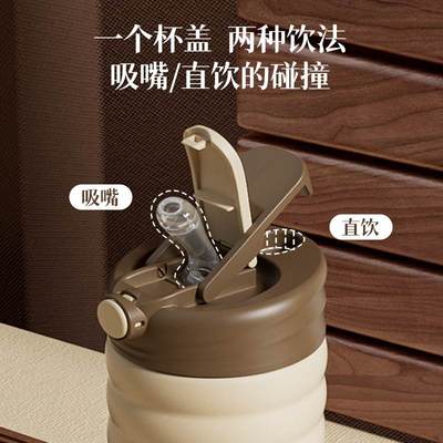 ppsu双饮水杯女生高值带两用便携式颜夏季随行吸管杯子咖啡杯牛奶