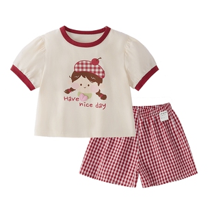 女童穿搭套装夏季宝宝女孩夏款上衣短袖短裤两件套女小童夏装衣服